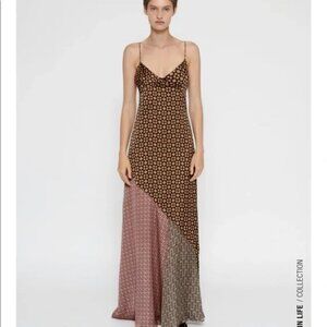 GORGEOUS Print Maxi Slip Dress - 70s 90s Retro Zara - NWT size S-M